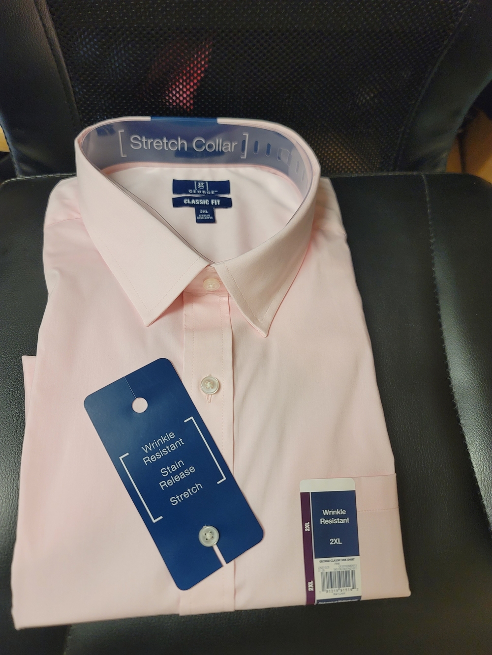 George Classic Fit Men's Stretch Collar Pink Dress Shirt